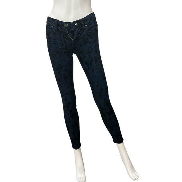 Free People Flocked Indigo Combo Skinny Pants